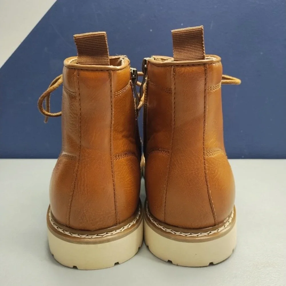 Steve Madden Broome‎ Chukka Boots Mens US 8.5M Brown Synthetic Side Zip Lace Up